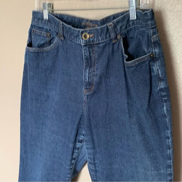 Lauren Jeans Co. Premium Blue Denim Straight Leg High Rise Jeans Size 14 Petite - Picture 9 of 11